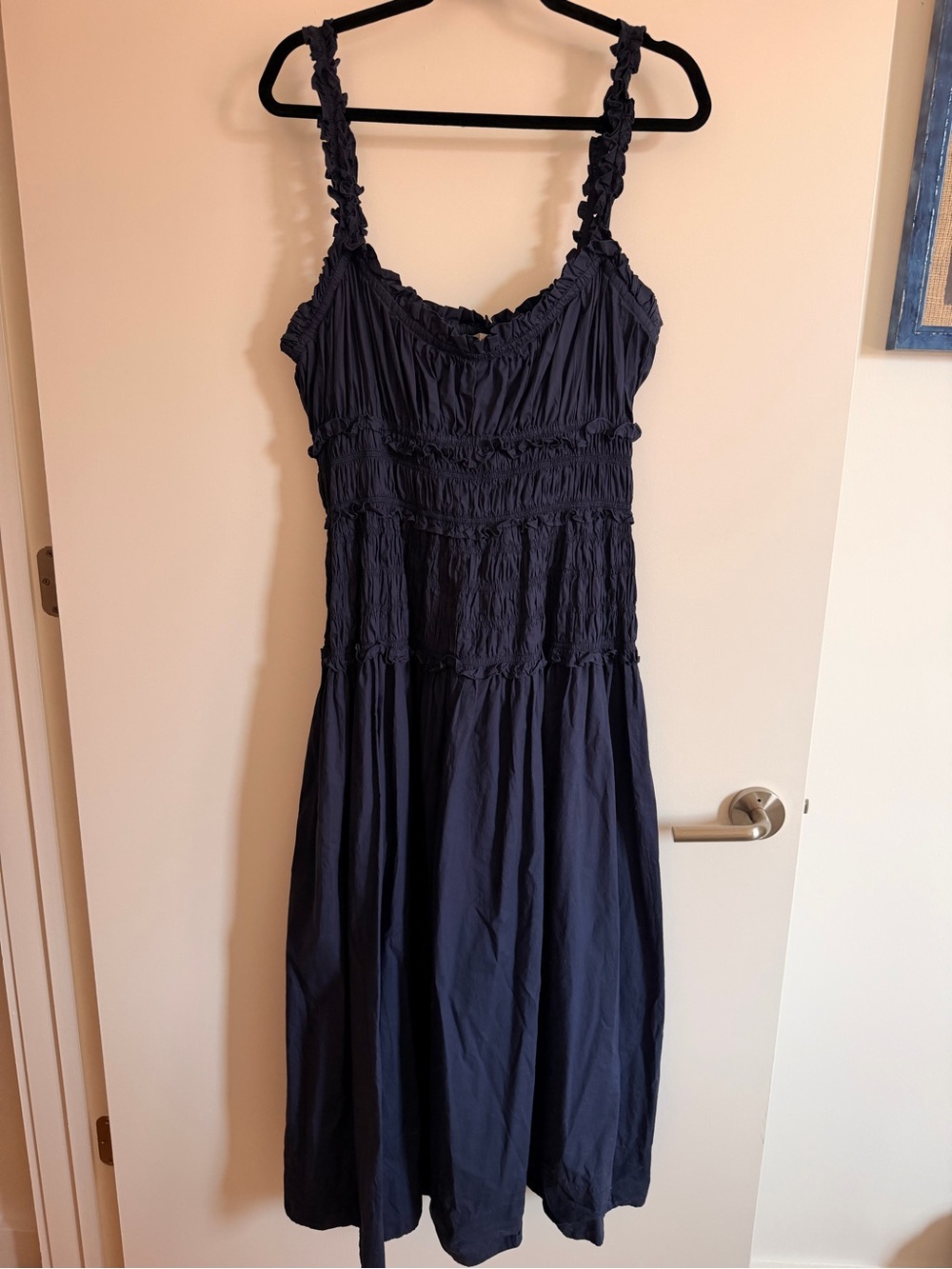 Doen Navy Marianne Smocked Maxi Dress with Ruffle Straps